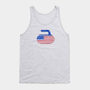 American Flag Curling USA Stars and Stripes Curling Stone Tank Top